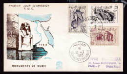 360/31 - EGYPTOLOGY - SAVE THE MONUMENTS OF NUBIA CAMPAIGN - MAROC Casablanca F.D.C. 1963 - Archéologie