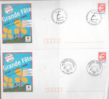 Entiers Postaux Enveloppes Commerciales Repiqués Et Oblitérations Temporaire Eysines Et Le Haillan 2001 - Overprinted Covers (before 1995)