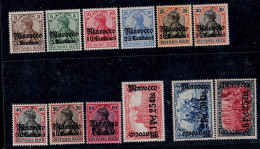 GERMANY 1905  COLONIES POST OFFICE MOROCCO MI No 21-33 MNH VF!! - Marokko (kantoren)