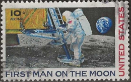 USA 1969 Air. First Man On The Moon - 10c Astronaut Setting Foot On Moon FU - 3a. 1961-… Usati