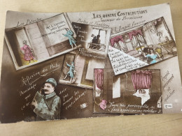 PATRIOTIQUE /LES 4 CONTRIBUTIONS /SOUVENIR DE PERMISSION - Weltkrieg 1914-18