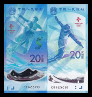 China Set 2 Banknotes 20 Yuan Olympic Winter Games 2022 Pick 918-919 Sc Unc - Chine