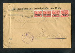 "DEUTSCHES REICH" 1922, Dienstmarke Mi. 40 4er-Streifen Auf Dienstbrief Ex Buergermeisteramt Ludwigshafen (L1272) - Oficial