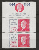 FRANCE MNH ** 2864A (paire 2864 +2863a) Avec Vignette Marianne De Dulac Journée Du Timbre 1994 - Nuovi