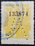 Fiscales Mutualidad 22.50Ptas Perforé A - Revenue Stamps