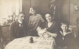 Social History Souvenir Real Photo Family Elegance Baby Bebe Navy Suit Moustache - Fotografía