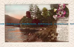 R084367 Greeting Postcard. To Wish Dear Daddy A Happy Birthday. Lake And Mountai - World