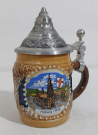 66069 Boccale Birra In Ceramica E Metallo - Friburg - Gerz H. 10 Cm - Tazze