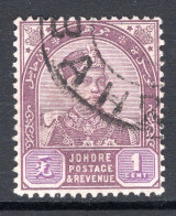 Malaysian States - Johore - 1891-94 Sultan Abu Bakar - 1c Dull Purple & Mauve Used (SG 21) - Johore