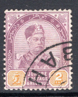 Malaysian States - Johore - 1891-94 Sultan Abu Bakar - 2c Dull Purple & Yellow Used (SG 22) - Johore