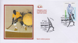 Enveloppe  FDC   1er  Jour   FRANCE    SPORT   Couleur   Passion  :   Hockey    2019 - 2010-2019