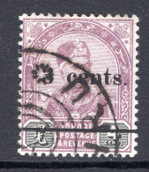 Malaysian States - Johore - 1894 Sultan Abu Bakar - Surcharges - 3c On 4c Dull Purple & Black Used (SG 28) - Johore