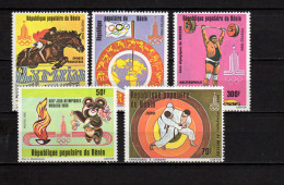 Benin 1980 Olympic Games Moscow, Equestrian, Weightlifting, Judo Set Of 5 MNH - Verano 1980: Moscu