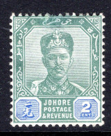 Malaysian States - Johore - 1896-99 Sultan Ibrahim - 2c Green & Blue HM (SG 40) - Johore