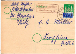 BRD 1949, Landpost Stpl. ECKARTSWEILER über Öhringen Auf 10 Pf. Ganzsache - Cartas & Documentos