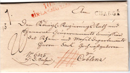 Preussen 1814, Roter L2 103 Aix-La Chapelle U. L1 Chargé Auf Brief N. Koblenz - Vorphilatelie