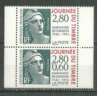 FRANCE MNH ** P2934 (paire 2933a + 2934) Marianne De Gandon Journée Du Timbre 1995 - Nuevos