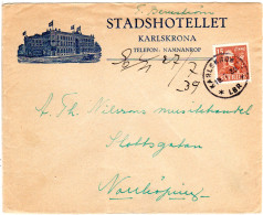 Schweden 1939, Karlskrona Hotel Brief M. 15 öre - Covers & Documents