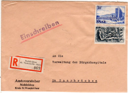 Saar 1955, 20+30 F. Auf Einschreiben Brief V. NOHFELDEN üb. Türkismühle - Covers & Documents