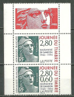 FRANCE MNH ** P2934 (paire 2933a + 2934) Avec Vignette Marianne De Gandon Journée Du Timbre 1995 - Unused Stamps