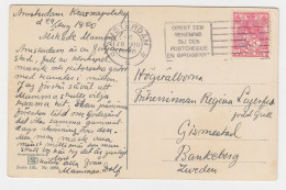 NL 1920, 5 C. M. Perfins Firmenlochung Auf Karte V. Amsterdam N. Schweden. - Otros & Sin Clasificación