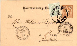 Österreich 1886, 3 Kr. Auf 2 Kr. Ganzsache V. WIEDEN WIEN N. Reval, Estland - Storia Postale