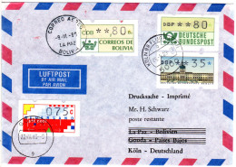 BRD 1989, Luftpostbrief V. Köln M. Bund, Bolivien U. NL Automatenmarken  - Lettres & Documents