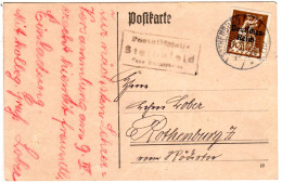 DR 1921, Bayern Posthilfstelle STEINSFELD Taxe Hartershofen Auf Karte M. 40 Pf. - Storia Postale