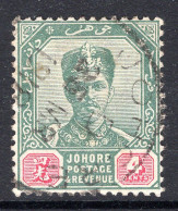 Malaysian States - Johore - 1896-99 Sultan Ibrahim - 4c Green & Carmine Used (SG 42) - Johore