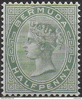 1892 Bermuda Vittoria ½d. Dull Green MH SG N. 21 - Andere & Zonder Classificatie