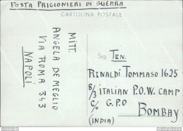 Bm524 Cartolina  Posta Prigionieri Di Guerra Da Napoli Per Bombay India - Franquicia