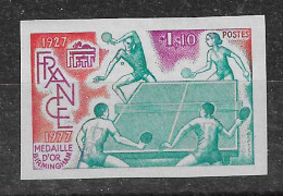 1977 France N° 1961 Yv. Non Dentelé: Cinquantenaire De La Fédération Française De Tennis De Table 1927/1977 - Tafeltennis