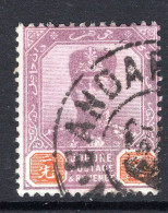 Malaysian States - Johore - 1904-10 Sultan Ibrahim - Wmk. Single Rosette - 2c Purple & Orange Used (SG 62) - Johore