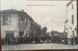 Cpa 24 Dordogne, Gardonne, Route De Bordeaux, Animée, Commerces Enseignes Mercerie Morange, éd L.Garde, écrite - Autres & Non Classés