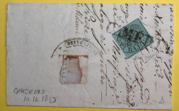 1853 CAMERINO SU AMPIO FRONTE LETTERA ANNULLATORE 1 BAY - Estados Pontificados