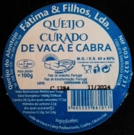 Etiquete Fromage. Portugal - Queijo Do Aletejo. Santiago Maior -|- Queijo Curado De Vaca E Cabra - Fromage