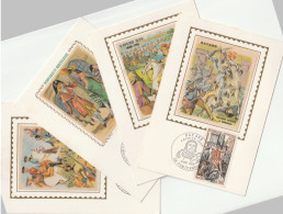 + KDO ! " GRANDES DATES DE L'HISTOIRE DE FRANCE " Sur Lot De 4 Cartes Maximum Sur Soie. Voir Le Scan. CM à Saisir !!! - Other & Unclassified