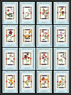 0006/ Umm Al Qiwain Deluxe Blocs ** MNH Michel N° 1434 / 1449 Fleurs (plants - Flowers) Roses Tirage Bleu - Umm Al-Qiwain