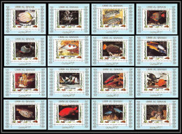 0026/ Umm Al Qiwain Deluxe Blocs ** MNH Michel N° 1306 / 1321 Tropical - Poissons (Fish) Tirage Bleu - Umm Al-Qiwain