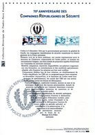 " 70 ANS DES CRS COMPAGNIES REPUBLICAINES DE SECURITE " Sur Doc. Philat. Officiel De 2014. N°YT 4922. Parf état DPO - Polizia – Gendarmeria