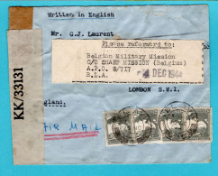 PALESTINE Air Censor Cover 1944 Tel Aviv To Ministry OfDefence Of Belgium In London And Forwarded - Palästina