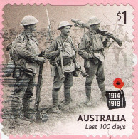 AUSTRALIA 2018 $1 Multicoloured, Centenary Of WWI: 1918 - Last 100 Days - Soldiers Die Cut Self Adhesive Used - Usados