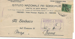 STORIA POSTALE-DEMOCRATICA £.1 (s550),ISOLATO TARIFFA STAMPE,1946-ISTITUTO NAZIONALE PEI SORDOMUTI-POSTE  FIRENZE-POSINA - 1946-60: Storia Postale