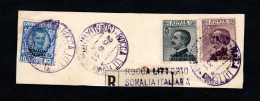 SOMALIA ITALIANA, FRAMMENTO 1931, SASS. 95+96A+100, ROCCA LITTORIO - MOLTO RARO - Somalië