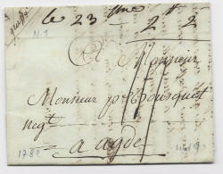 ALPES MARITIMES MARQUE MANUSCRITE GRASSE 1782  LETTRE POUR AGDE HERAULT - 1701-1800: Voorlopers XVIII