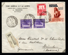 SOMALIA ITALIANA, BUSTA 1935, SASS. 168+179+196, MOGADISCIO X MONACO BAVIERA - Somalië