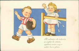MARIA PIA FRANZONI TOMBA SIGNED 1940s POSTCARD - SPORT - KIDS & SOCCER  (5705) - Other & Unclassified