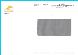 Enveloppe De Service Pro écopli Autorisation DPC NAT ENSEIGNE 17 75 Paris Sud PIC - Documents Of Postal Services