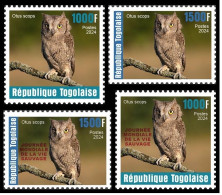 TOGO 2024 SET 4V - REG & OVERPRINT - OWL OWLS HIBOU HIBOUX - BIRDS OISEAUX VOGEL - MNH - Owls