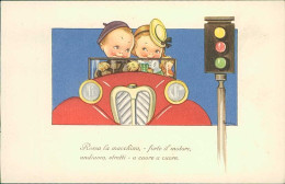 MARIA PIA FRANZONI TOMBA SIGNED 1940s POSTCARD - SPORT - CHILDREN & CAR (5709) - Sonstige & Ohne Zuordnung